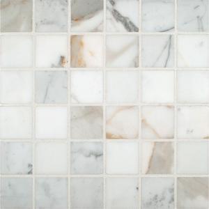 Calacatta Oro Polished Marble Mosaic Tile - 2 x 2 x 3/8