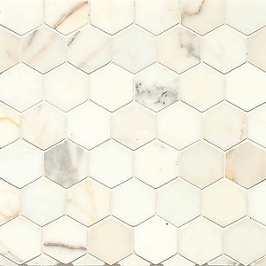 Calacatta Oro Polished Marble Hexagon Mosaic Tile - (50 SQ. FT. Lot)