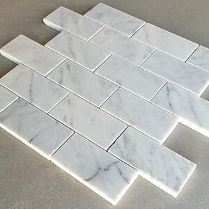 Bianco Carrara Polished Marble Mosaic Subway Tile - 2