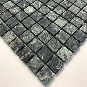 Empress Green Tumbled Mosaic - 1 x 1 x 3/8