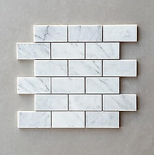 Bianco Carrara Polished Marble Mosaic Subway Tile - 2 x 4 x 3/8